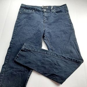 Qiao Stitch Women's Skinny Jeans Size 16 Dark Wash Denim Mid Rise Flap Pockets